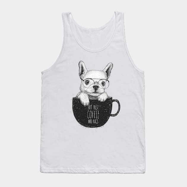 Pug with coffee Tank Top by kodamorkovkart